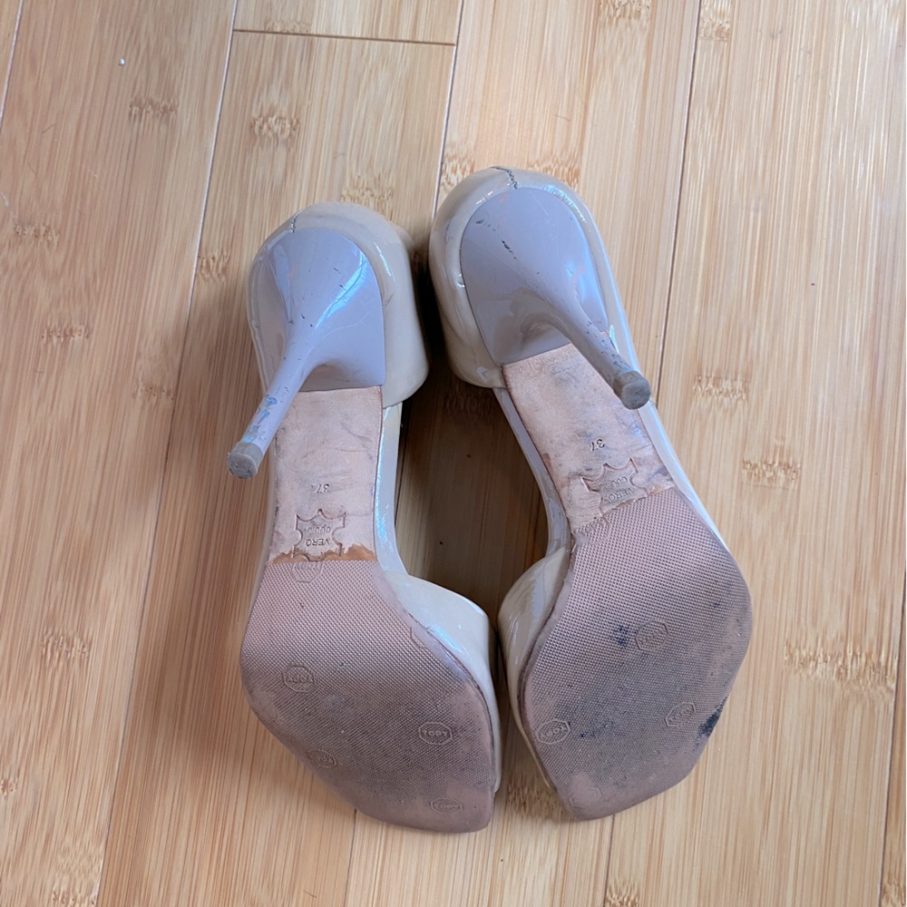 Aldo Cream Open Toe Patent Heel - Picture 4 of 7